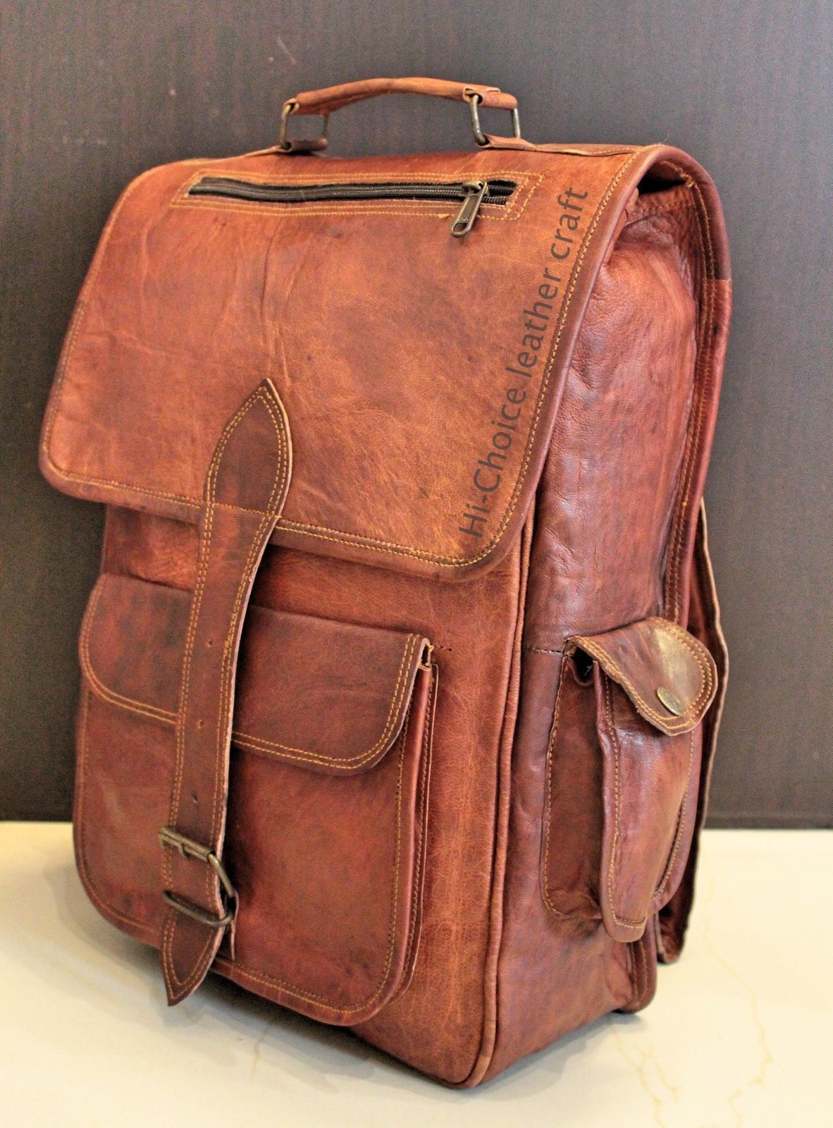 Primary image for New Men's Women's Genuine Leather Travel bag Backpack Day-pack Hiking Camping