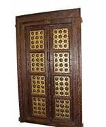 Mogul Interior Antique Temple Door Dark Brown Golden Brass Indian Doors ... - £2,260.18 GBP
