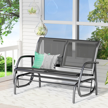 Outsunny 2-Person Black Outdoor Double Rocker Glider Bench image 8
