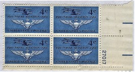  U S Stamp - Plate Block Of 4 - Naval Aviation Stamp 1911 to 1961 - .04  Cent - $2.00