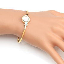 Bangle Bracelet With Faux Mother of Pearl &amp; Swarovski Style Crystal - $26.99