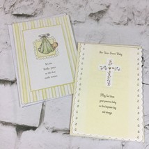 Vintage Hallmark Baptism Baby Arrival Greeting Cards Neutral Yellow Lot Of 2 - $11.88