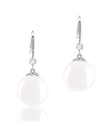 NIB Orrous 18k White Gold Plated Simulated Shell Pearl CZ Accented Drop ... - $19.95
