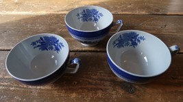 Spode Fitzhugh Blue Copeland England Footed Tea Cup Old Mark Set of 3 - $49.49