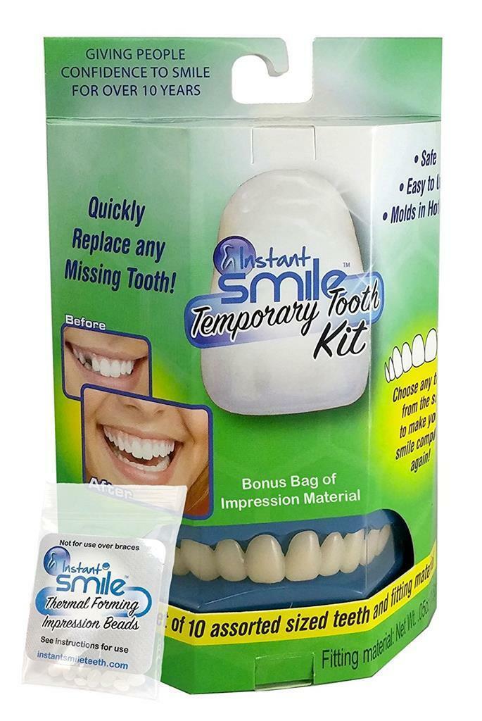 INSTANT SMILE TEETH REPLACEMENT KIT W 2 PKGS EX BEADS easy replace missing tooth Oral Care