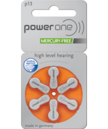6 PowerOne Extra Advanced - Size 13 Hearing Aid Batteries 1.45V Zinc Air - $3.95