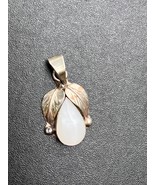 Estate 925 Mexico Marked White Mother of Pearl Teardrop Flanked w Silver... - $18.55