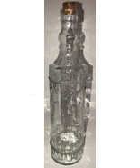 Holiday Xmas Glass Decorating Bottle 12.25” Tall Clear W Cork Raised Des... - $19.68
