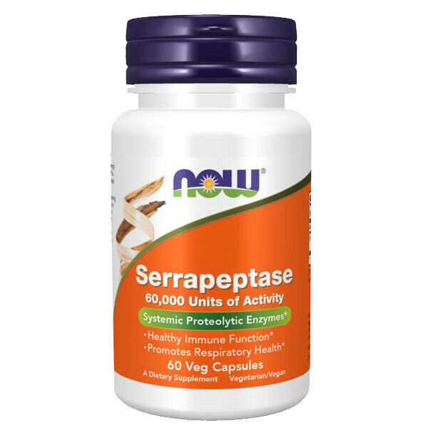NOW Foods High Potency Serrapeptase 60,000 SPU Enzymes  60 Veggie Caps