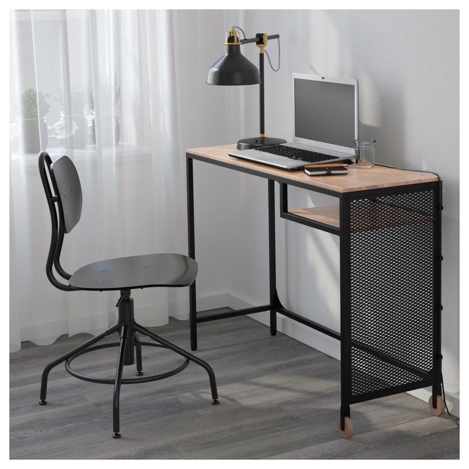 IKEA FJALLBO Computer Table, Black, Pine Steel, 303.397.35 NEW IN BOX