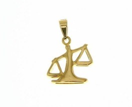 SOLID 18K YELLOW GOLD ZODIAC SIGN PENDANT, ZODIACAL CHARM, LIBRA MADE IN ITALY image 1