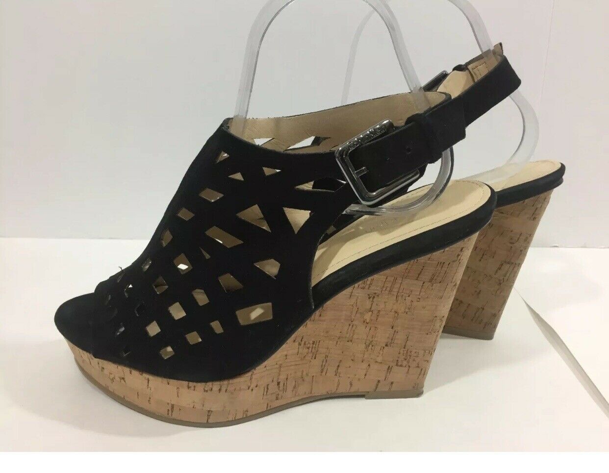 calvin klein black wedge sandals