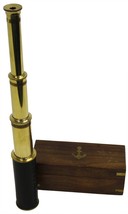 IOTC Science Purchase 78TELE15 Handheld Brass Telescope with Wooden Box Rustic V