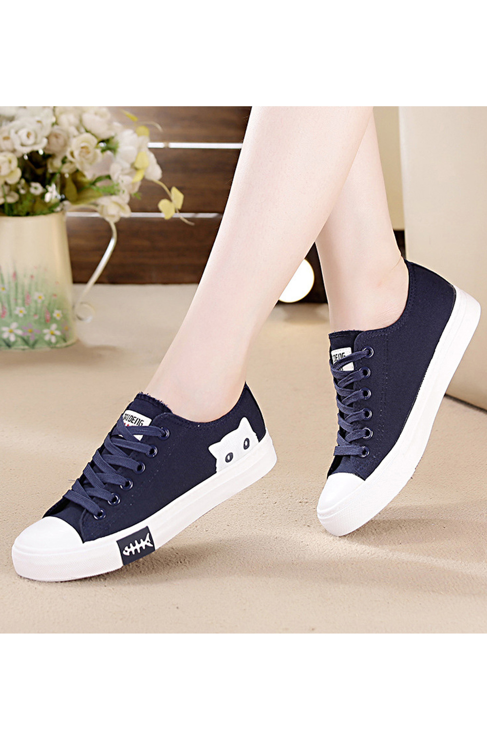 Women Casual Lace Up Lightweight Canvas Shoes Athletic