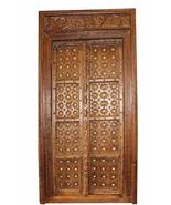 Mogul Interior Indian Hand Carved Wooden Door and Frame Beautiful Floral... - £2,410.91 GBP