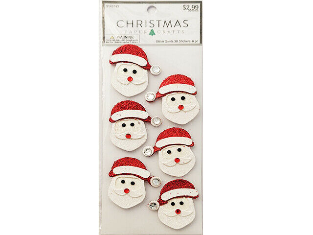 Hobby Lobby-Christmas Crafts Paper Glitter Santa, 3D Stickers. - Stickers