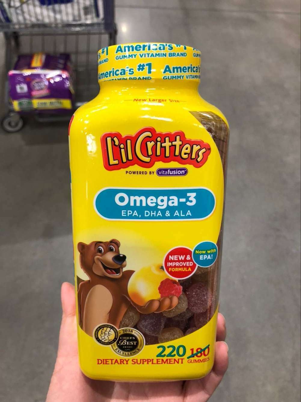 EXP07/2020 LIL CRITTERS Omega 3, EPA, DHA& ALA, 220 Gummies Vitamins