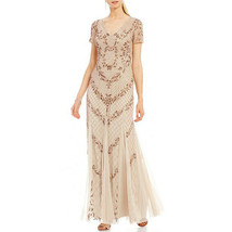 Adrianna Papell Women&#39;s Dress Beaded Mermaid Gown, Biscotti, 6 - $89.89