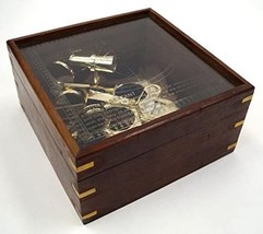 NauticalMart Brass Sextant w/Wood & Etched Glass Box image 3