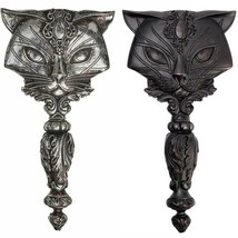 Alchemy Gothic Sacred Cat Hand Mirror Silver OR Black Resin Gift Decor V... - $29.95