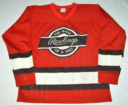 Vintage Rawlings "The Mark of a Pro" Red Mesh Hockey Jersey Made in USA Boys L - $39.48