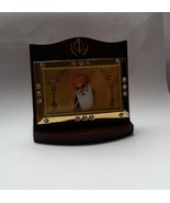 First Sikh Guru Nanak Dev Ji Photo Portrait Khanda Wooden Desktop Stand ... - $20.16