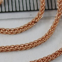 18K ROSE PINK GOLD CHAIN NECKLACE MINI EAR LINK 1.1 MM, 15.75 IN. MADE IN ITALY image 2