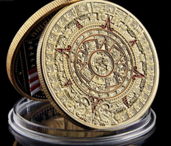 Mexico Mayan Aztec Calendar Replica Gold Color Collectible Coin !!! - $14.95