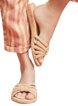 Anthropologie Suede Flat Sandals 7 1/2 Nude 7.5 Beige SlipOn Splendid CrissCross - $45.54