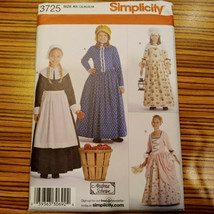 Simplicity 3725 Andrea Schewe Girls Prairie Colonial Costume Pattern 7-14 Bonnet - $7.63