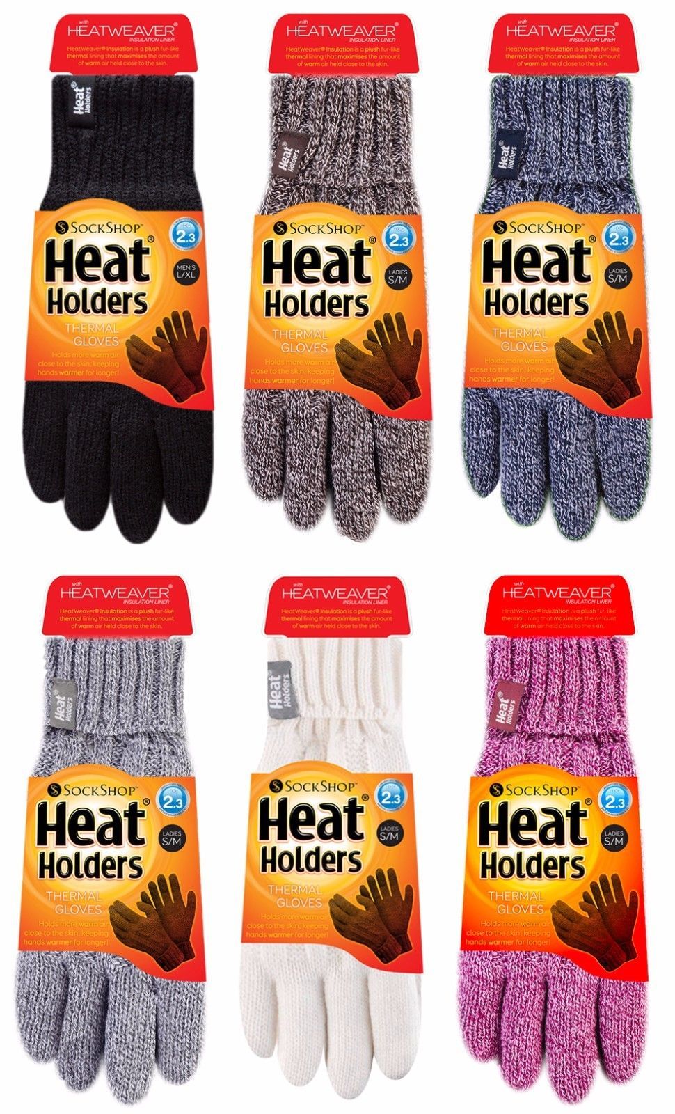 Heat Holders - Womens Winter Warm Cold Weather Knit Insulated Thermal Gloves