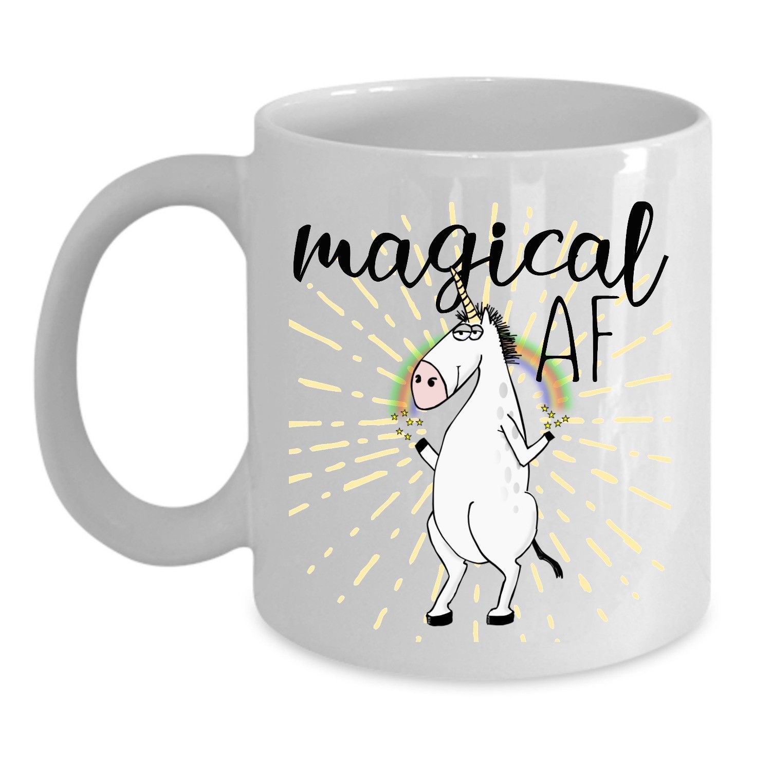 Magical AF Funny Unicorn Rainbow Mug 11oz Coffee Mug Tea Cup Gift