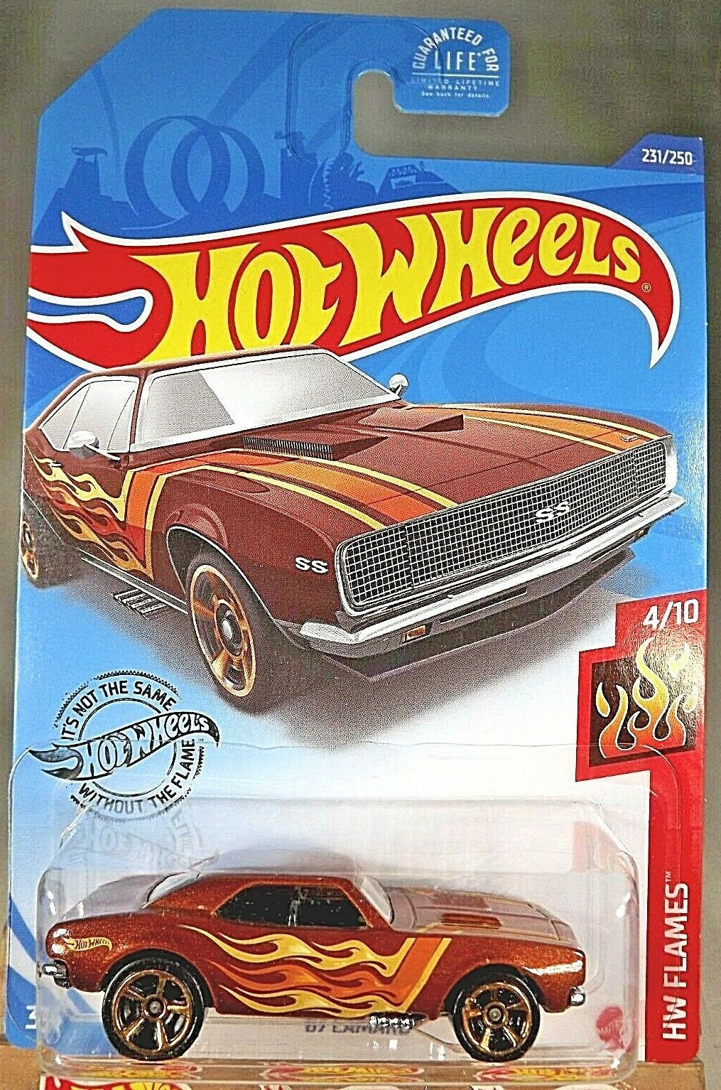 2020 Hot Wheels #231 HW Flames 4/10 '67 CAMARO Brown w/Gold MC5 Spoke Wheels