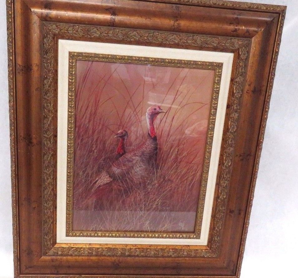 Framed Signed Nature Wild Turkeys Print By Renown Artist Joseph (Jerry ...