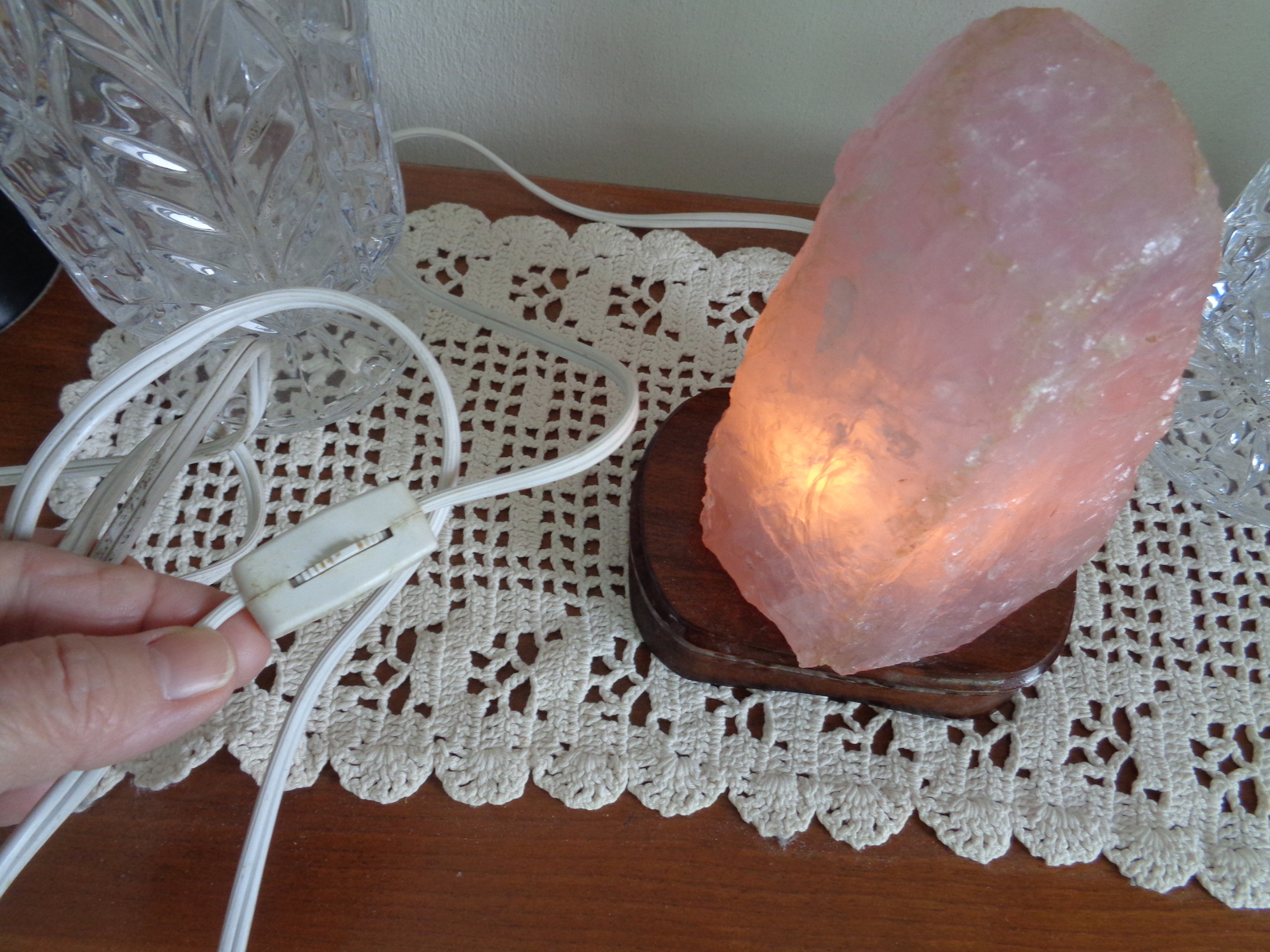 Rose Quartz Lamp Night Light Crystal Natural Mineral w/ Cord & Bulb 3