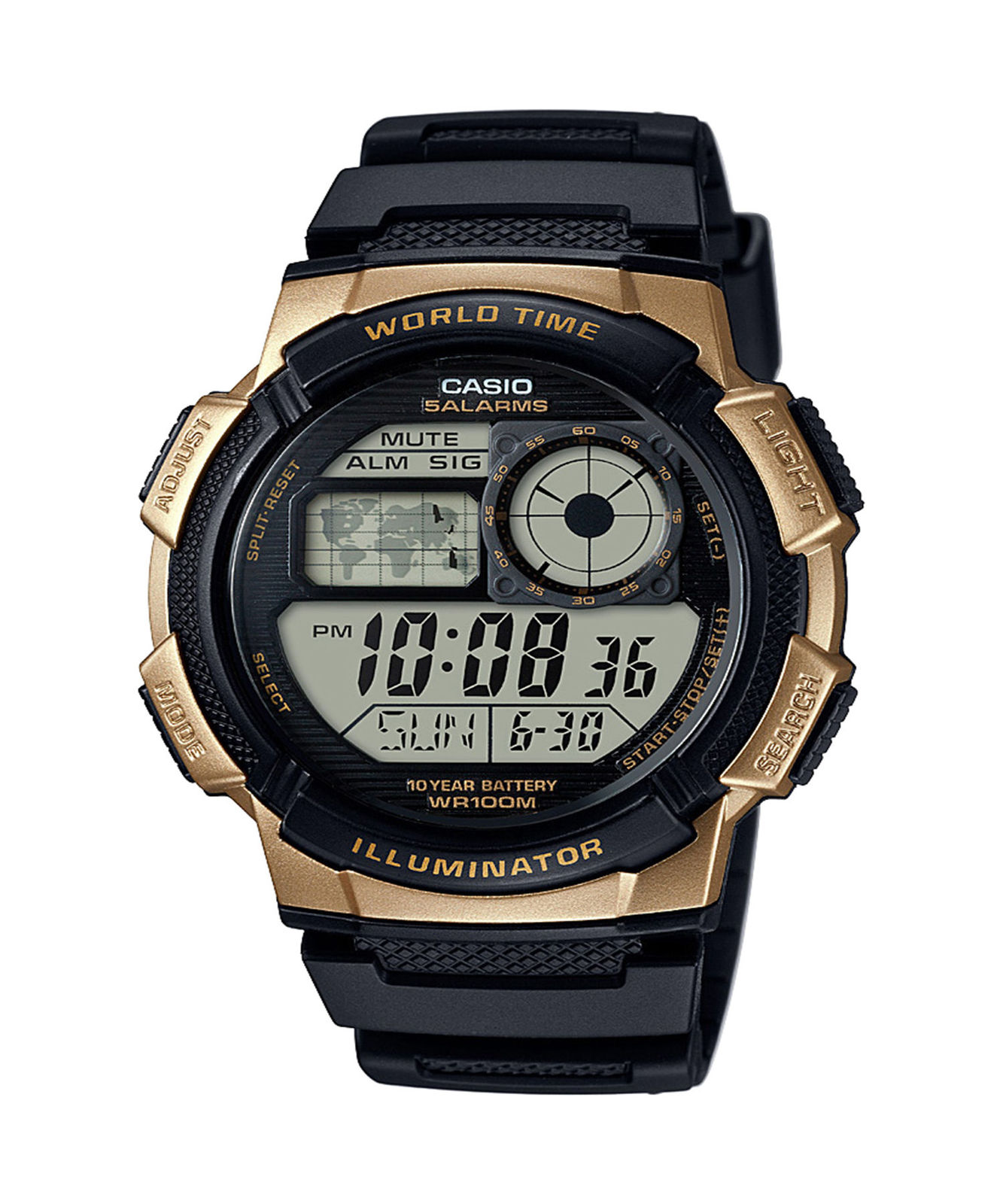 Casio Men's '10 Year Battery' Quartz Stainless Steel and Resin Watch, Color Blac