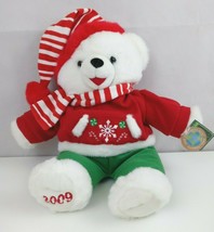 2009 Dan Dee White Boy Teddy Bear 19" Plush In Christmas Outfit, Scarf, & Hat - $18.69