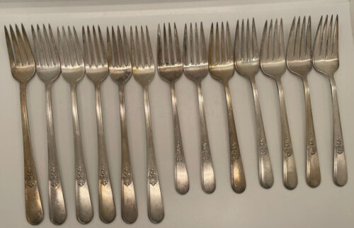 13 Piece Lot - Holmes & Edwards Youth 1940s  Silverplate Forks  Two Sizes - $28.04