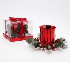 Kringle Express Set of 2 Lit Mercury Glass Votives with Gift Box in Red - $38.79