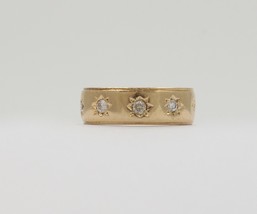 Vintage 14K Gold Four Stone Diamond Star Stacking Band, Wedding Anniversary Ring - $529.65