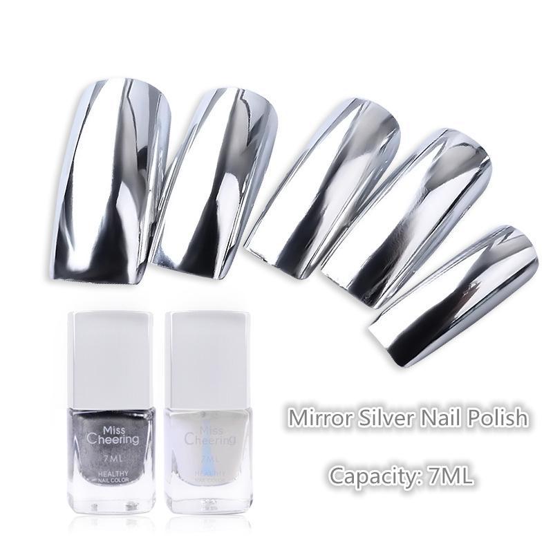7ml Silver Mirror Effect Metal Gel Polish Varnish Base Coat Metallic UV Nail Art