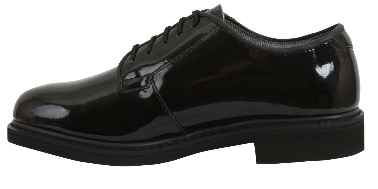 Black High Gloss Shiny Oxfords Uniform Shoes Formal Dress Military Duty ...