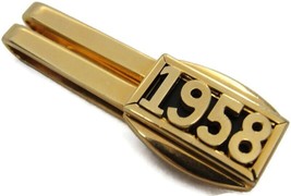Swank Tie Bar Gold Tone &quot;1958&quot; Vintage Men Dress Accessories - $26.72