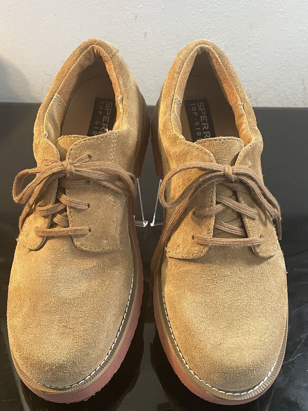 Sperry Top Sider Tevin Dress Shoe Suede Leather Tan Oxford Boys Size 2.5M - $23.06