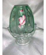 Fenton Art Glass Hand Painted Key Lime Green Crystal Fairy Lamp Item# 08... - $139.00