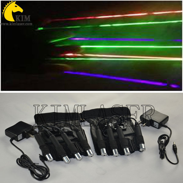 A pair of Red+Green+Purple laser gloves for stage laser lighting show