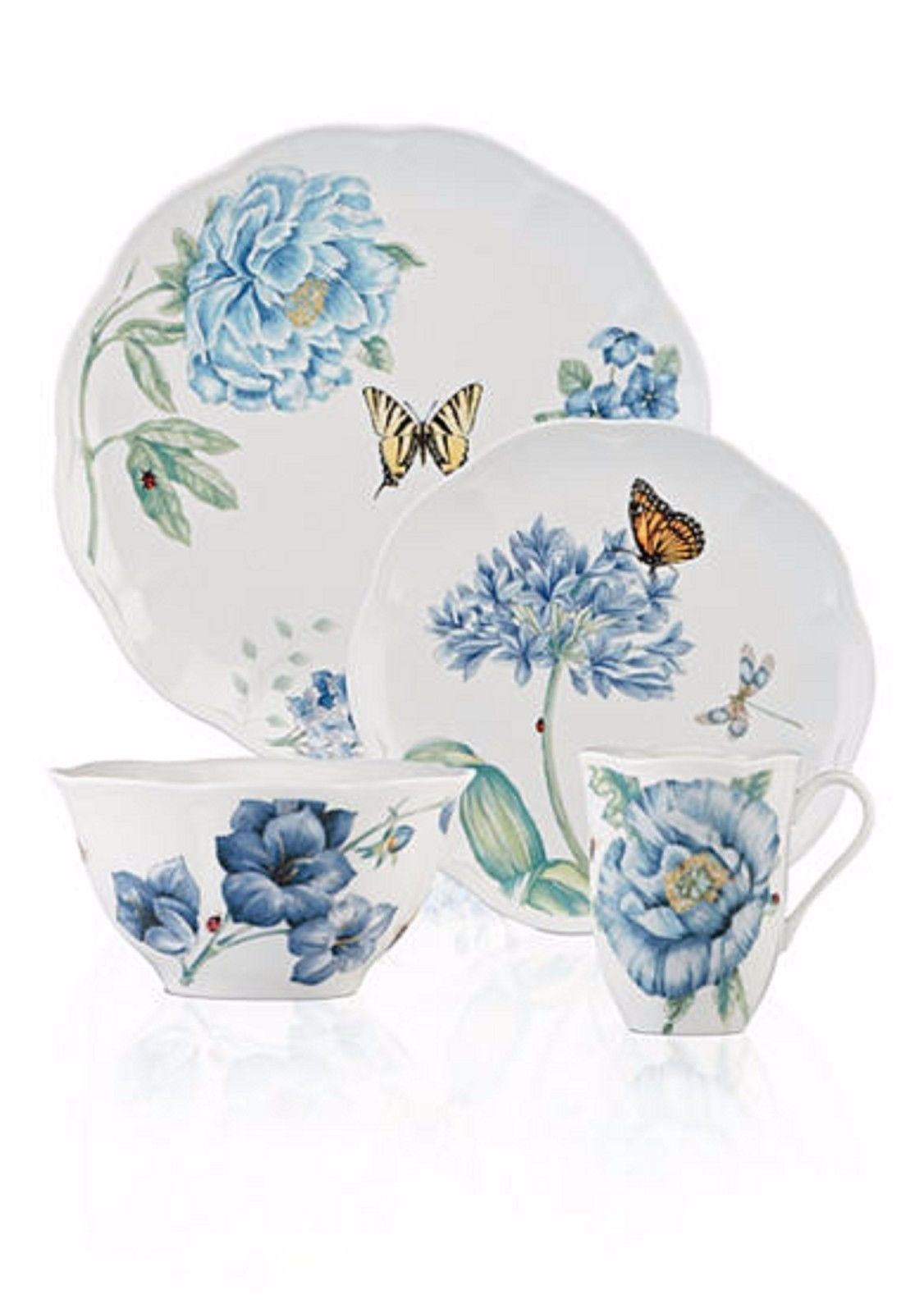 Lenox Butterfly Meadow Blue Dinnerware Set 28 Piece Service For 4 ...