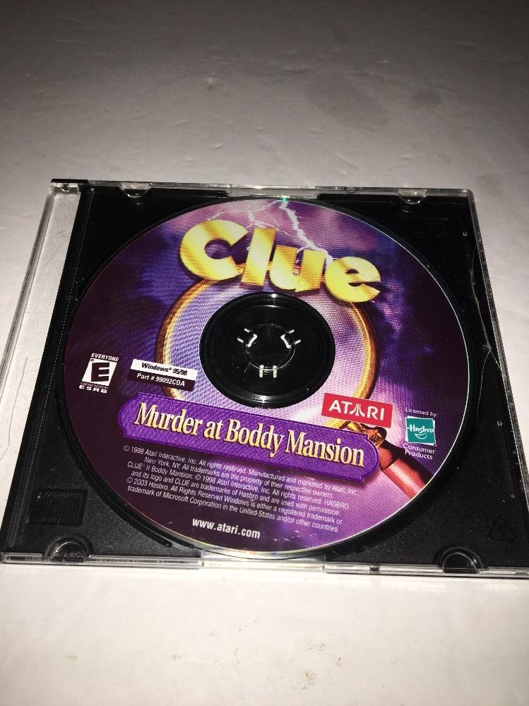 Clue Murder At Boddy Mansion PC CDROM Hasbro EAI 1998 game for