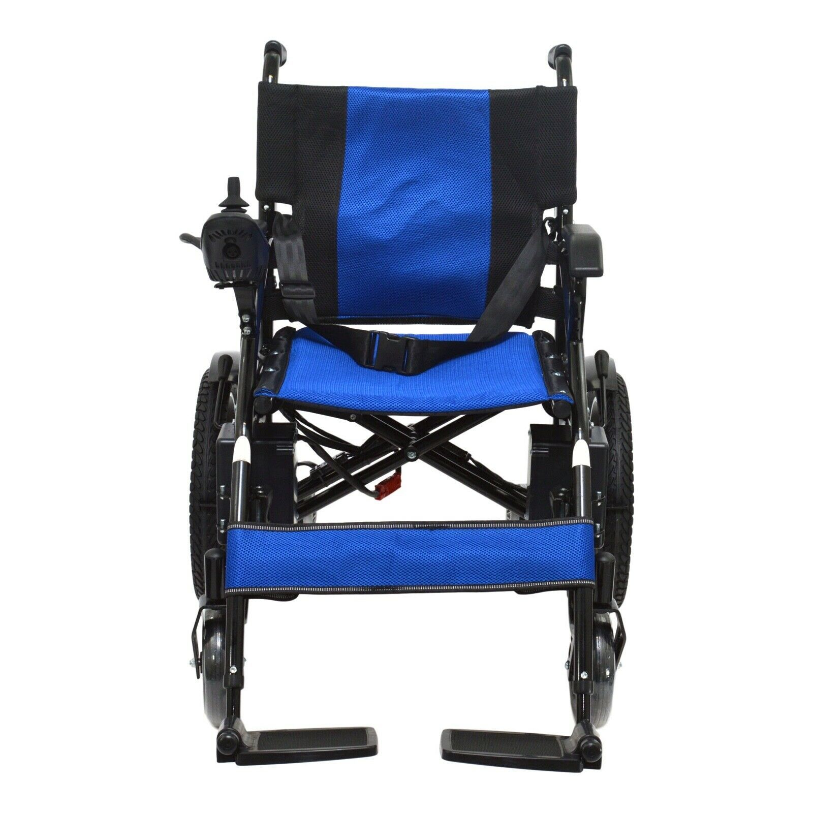 Electric Motorized Compact Wheelchair, Long Range Durable Aluminum Frames -  Blue
