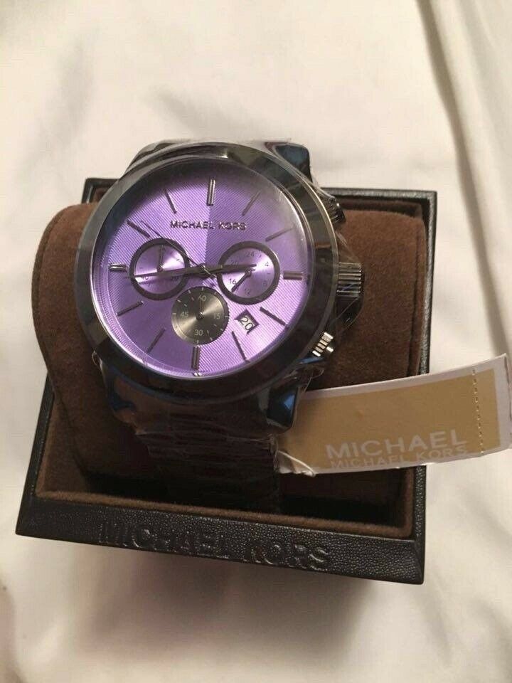 Michael Kors MK5954 Lexington Oversized Gunmetal and Purple Face Womens ...